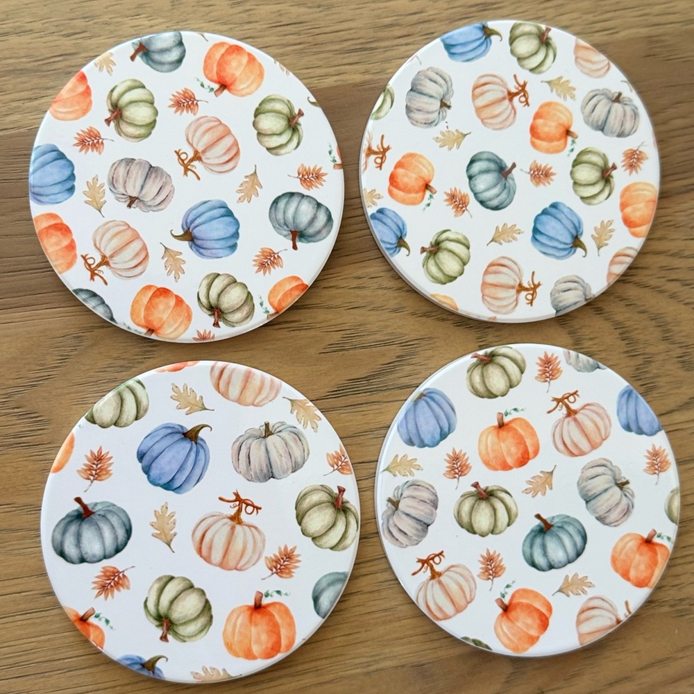 Pumpkin Themed Coasters Set